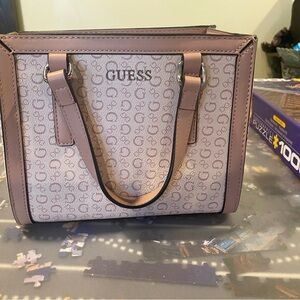 GUESS Pink and Mauve Signature Satchel